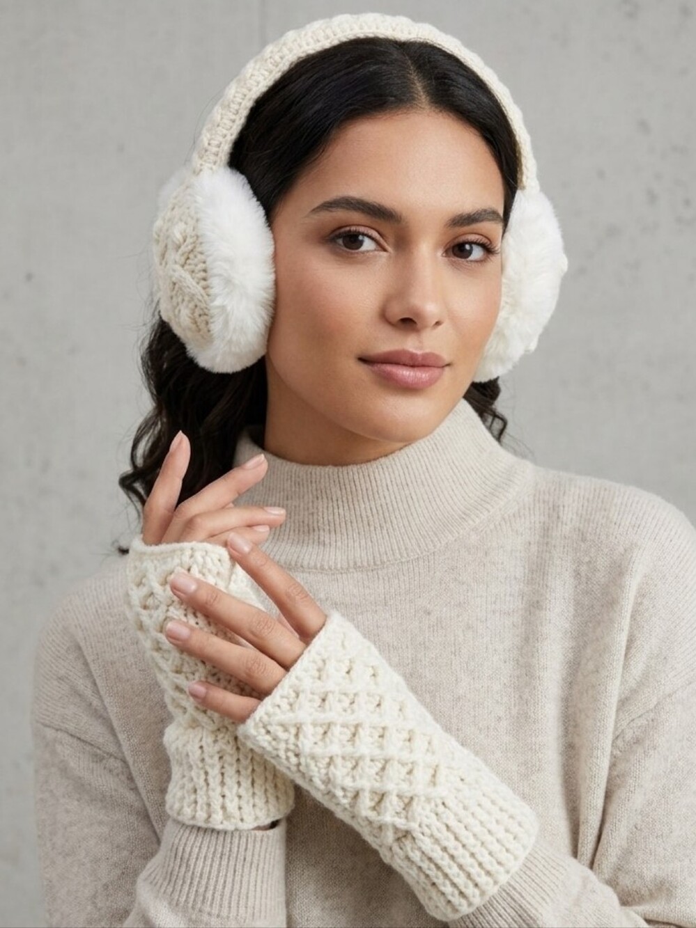 Ear muff and mitten set